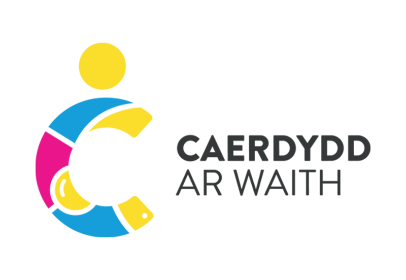 Logo Caerdydd ar waith