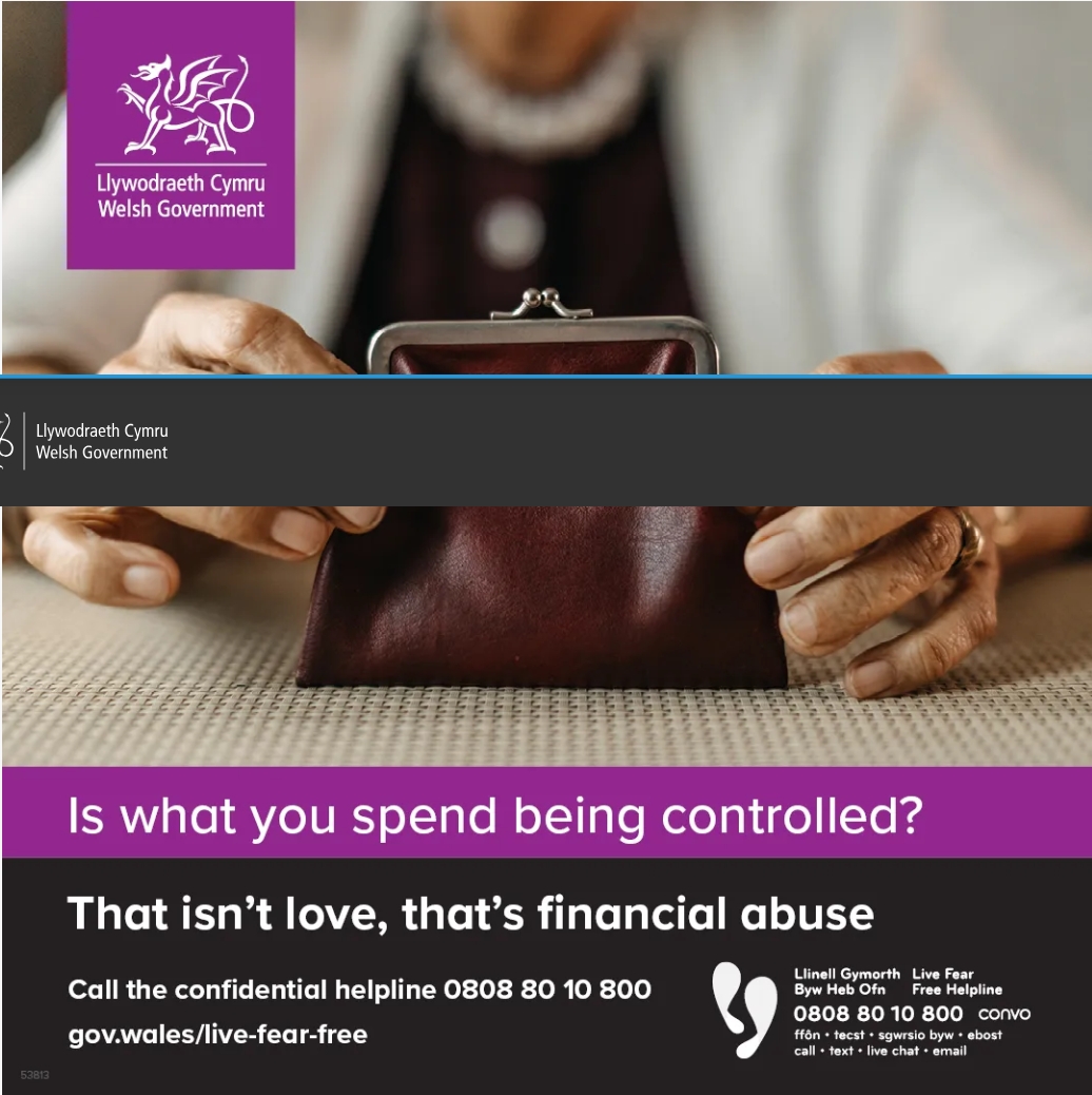Welsh Government poster about financial abuse